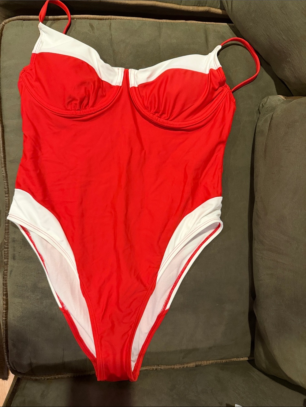 wild fable Red and White Colorblock One-Piece Swim Suit